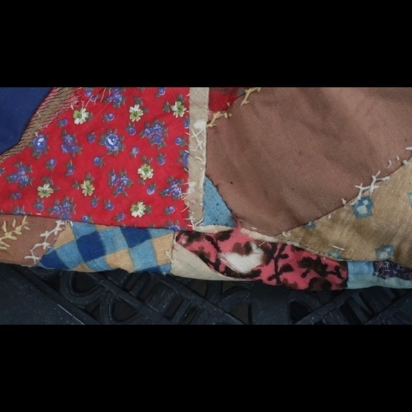 Antique Crazy Quilt Pillow Rustic Boho Folk Art - Picture 8 of 8